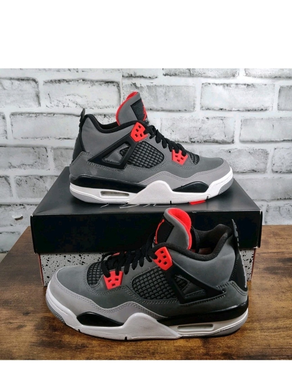 Jordan 4 Retro Infrared Men's Size 6 Gray Red Black Youth Sneakers 408452-061